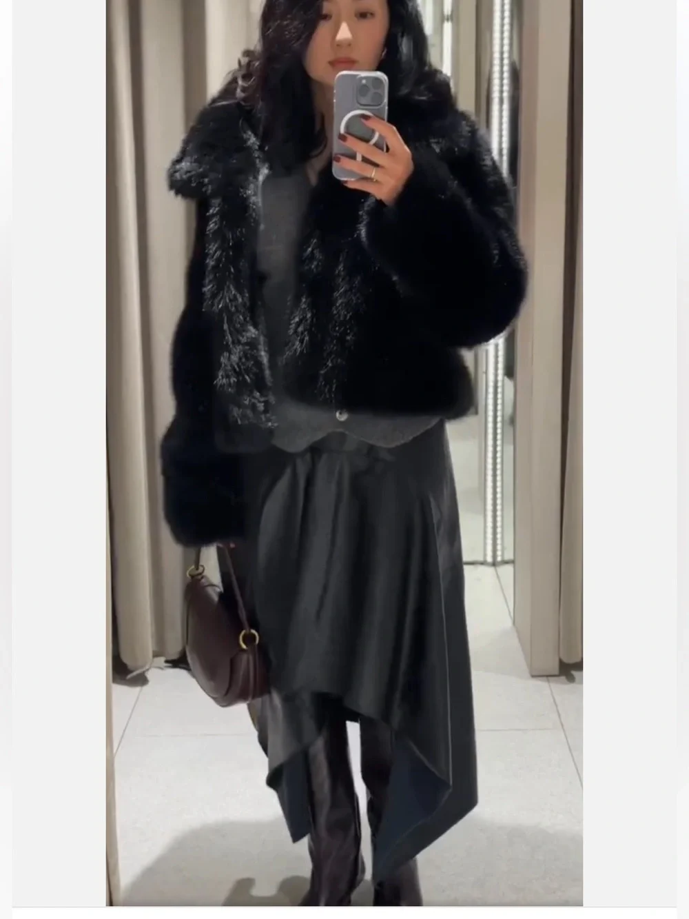 Zara asymmetric leather